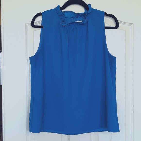 J. Crew Factory Tops - J.Crew Factory Ruffleneck Sleeveless Crepe Blouse